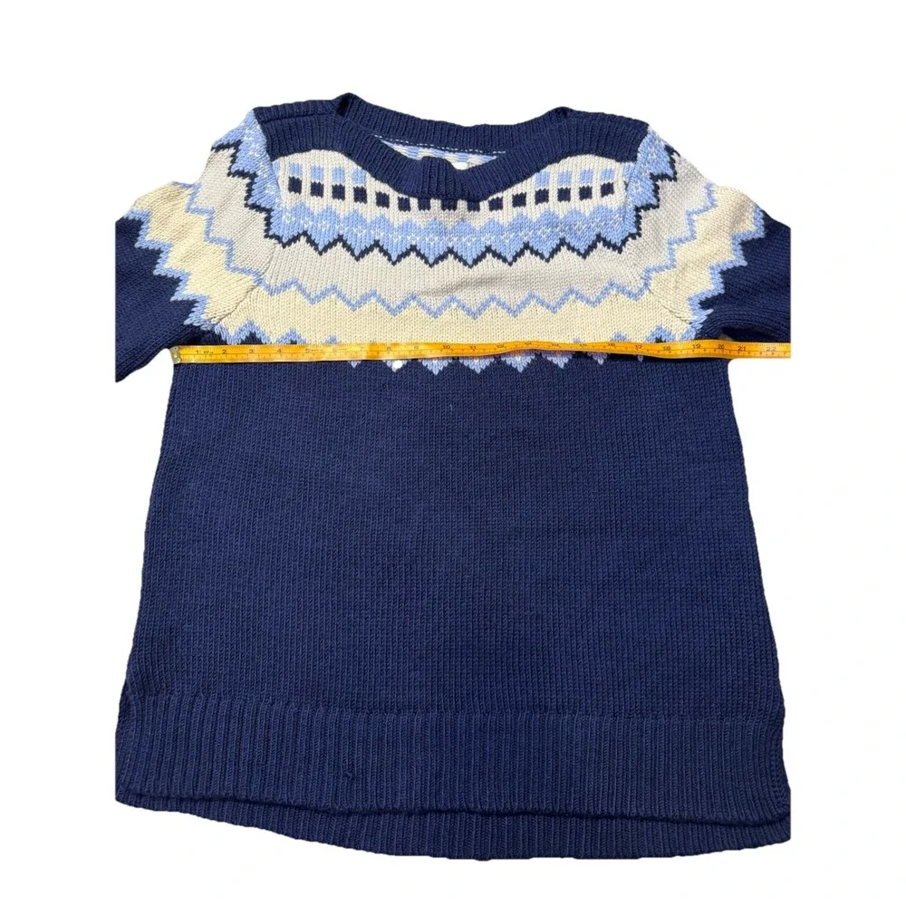 LL Bean Signature 100% Merino Wool Nordic Fair ?Isle Sweater Navy Blue Medium